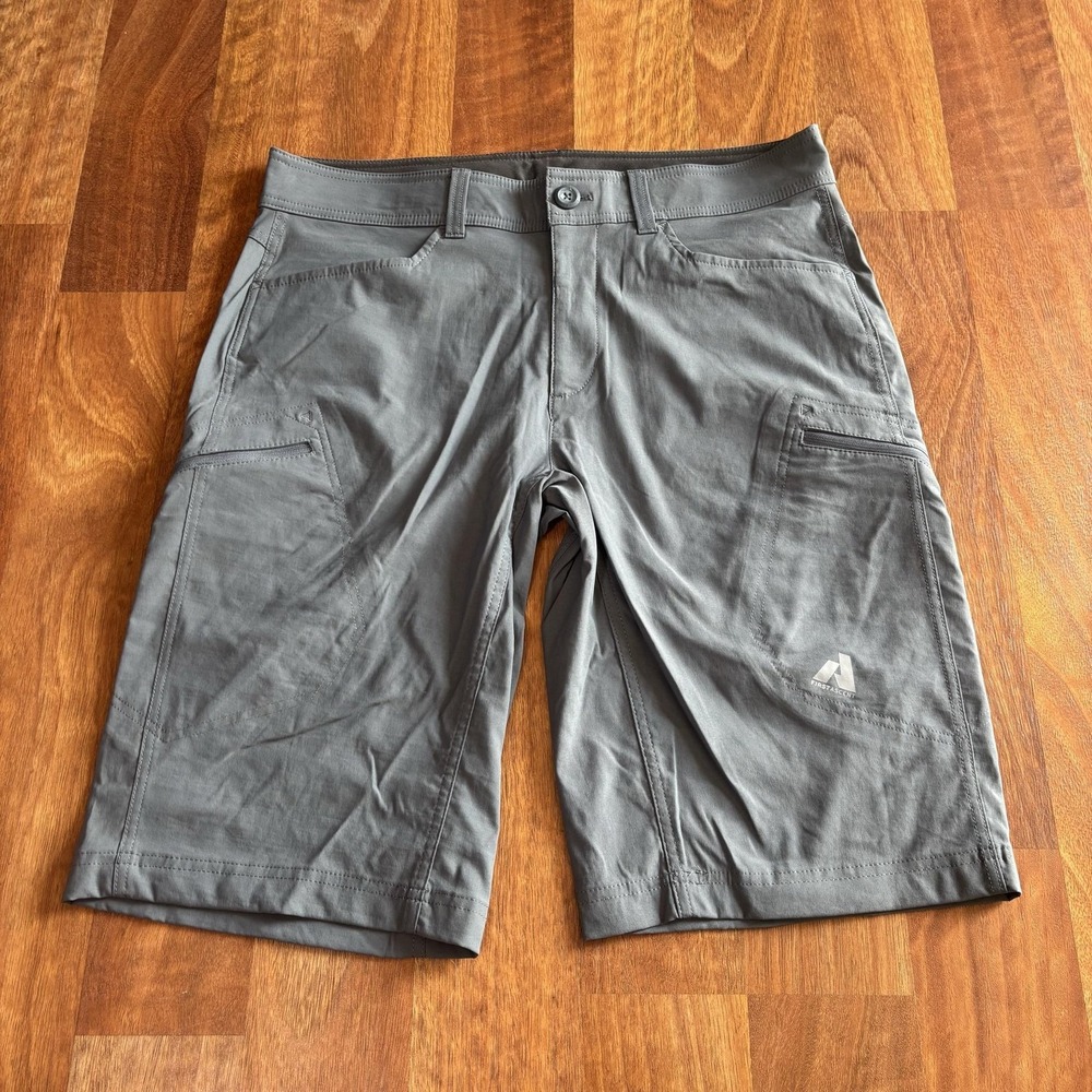 Eddie Bauer First Ascent Shorts Mens 34 Gray Stretch Cargo Hiking 11 Inseam